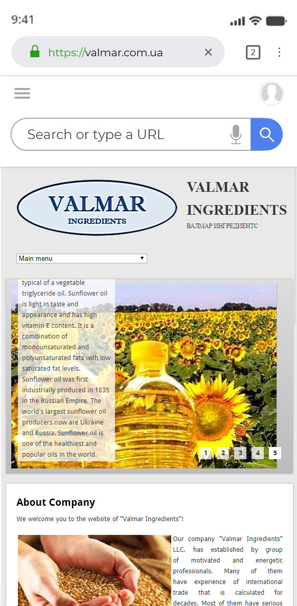 Разработка сайта на Drupal для реализации зерновых культур valmar.com.ua